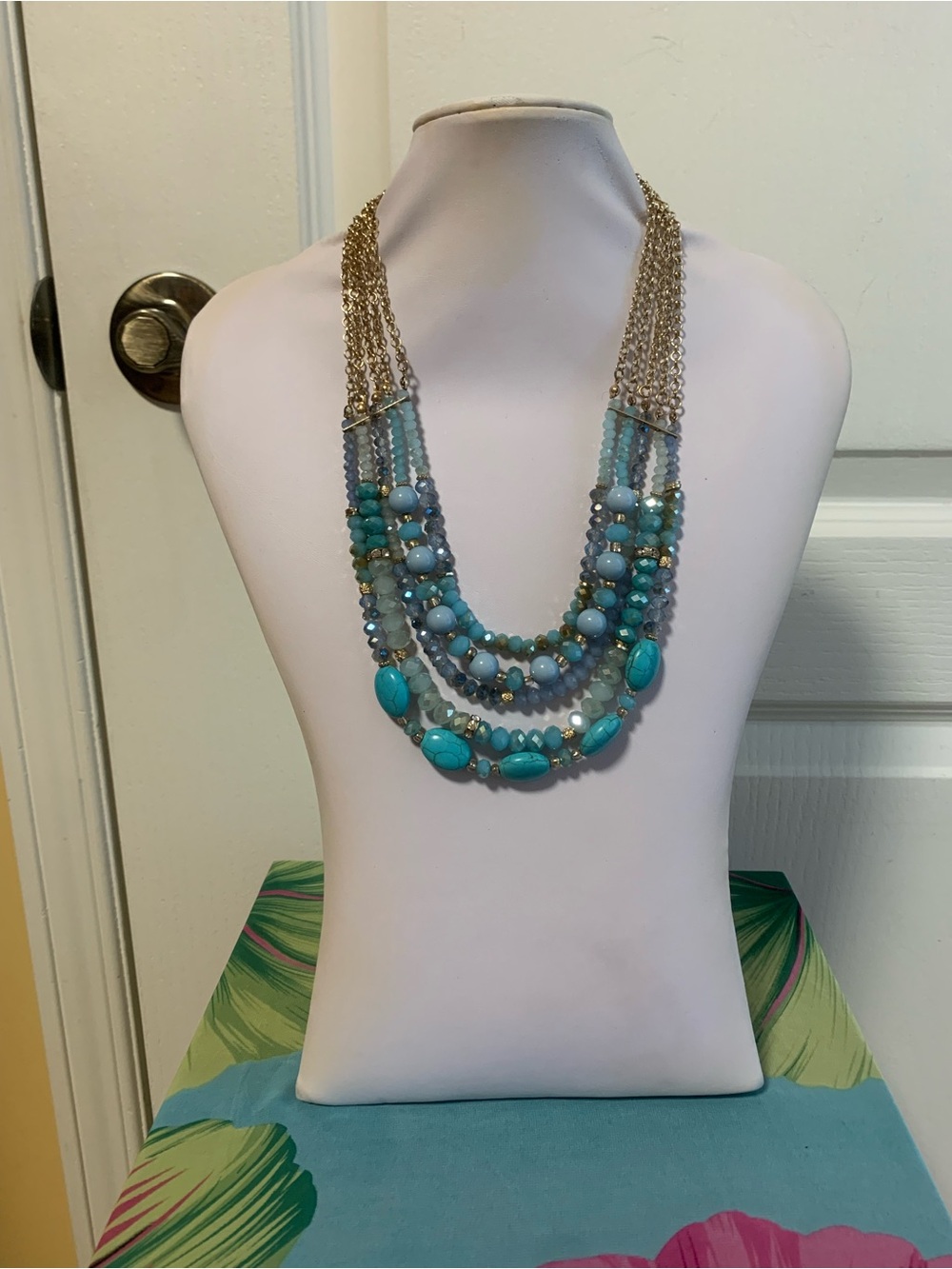 Vintage Ali Khan turquoise multi strand necklace